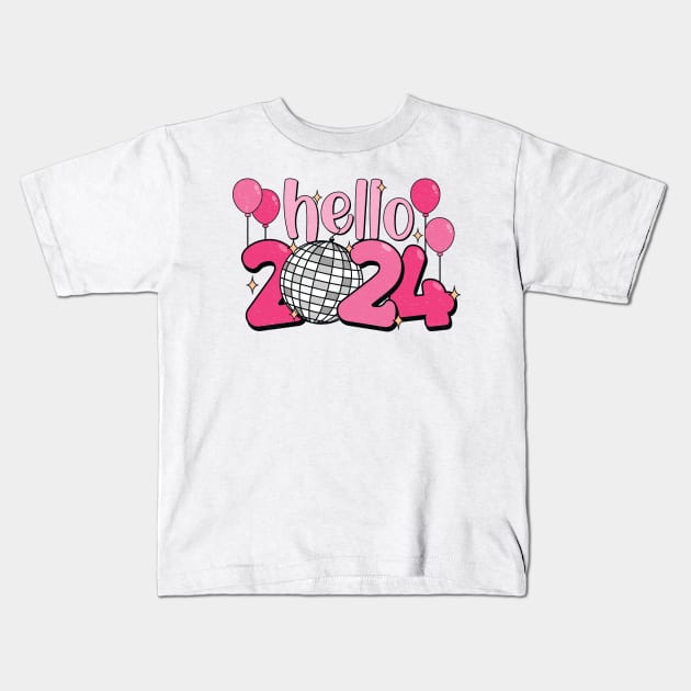 Hello 2024 Kids T-Shirt by MZeeDesigns